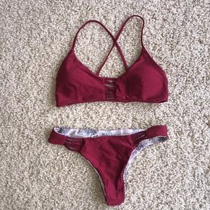 Red reversible bikini